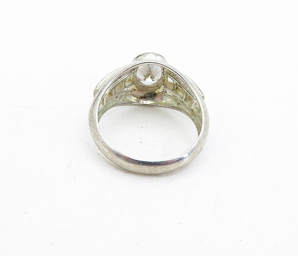 925 Sterling Silver  Vintage Sparkling Cubic Zirconia Band Ring Sz 7.5  RG5035