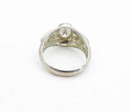 925 Sterling Silver  Vintage Sparkling Cubic Zirconia Band Ring Sz 7.5  RG5035