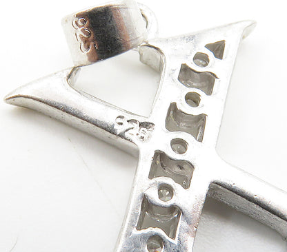 925 Sterling Silver  Shiny Cubic Zirconia Letter X Initial Pendant  PT12196