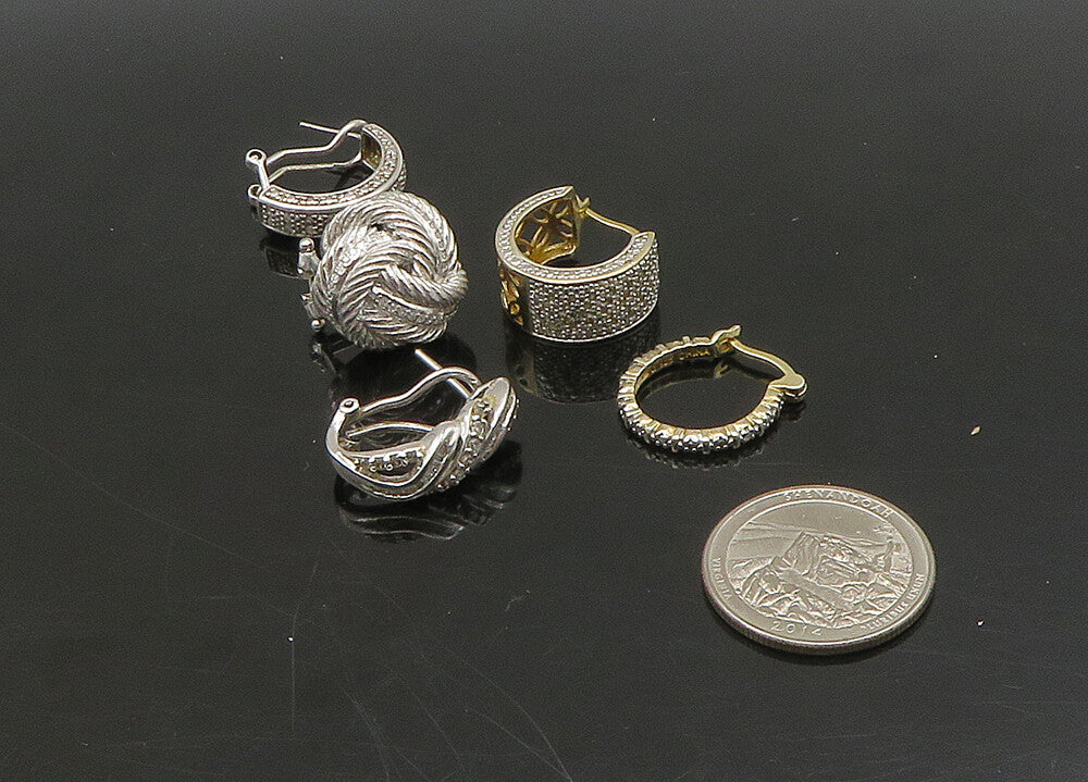 925 Sterling Silver  Vintage Genuine Diamonds Lot Single Earrings  EG11241