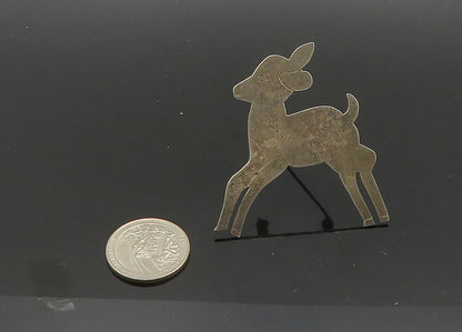 925 Sterling Silver  Vintage Antique Baby Deer Dark Tone Brooch Pin  BP8181