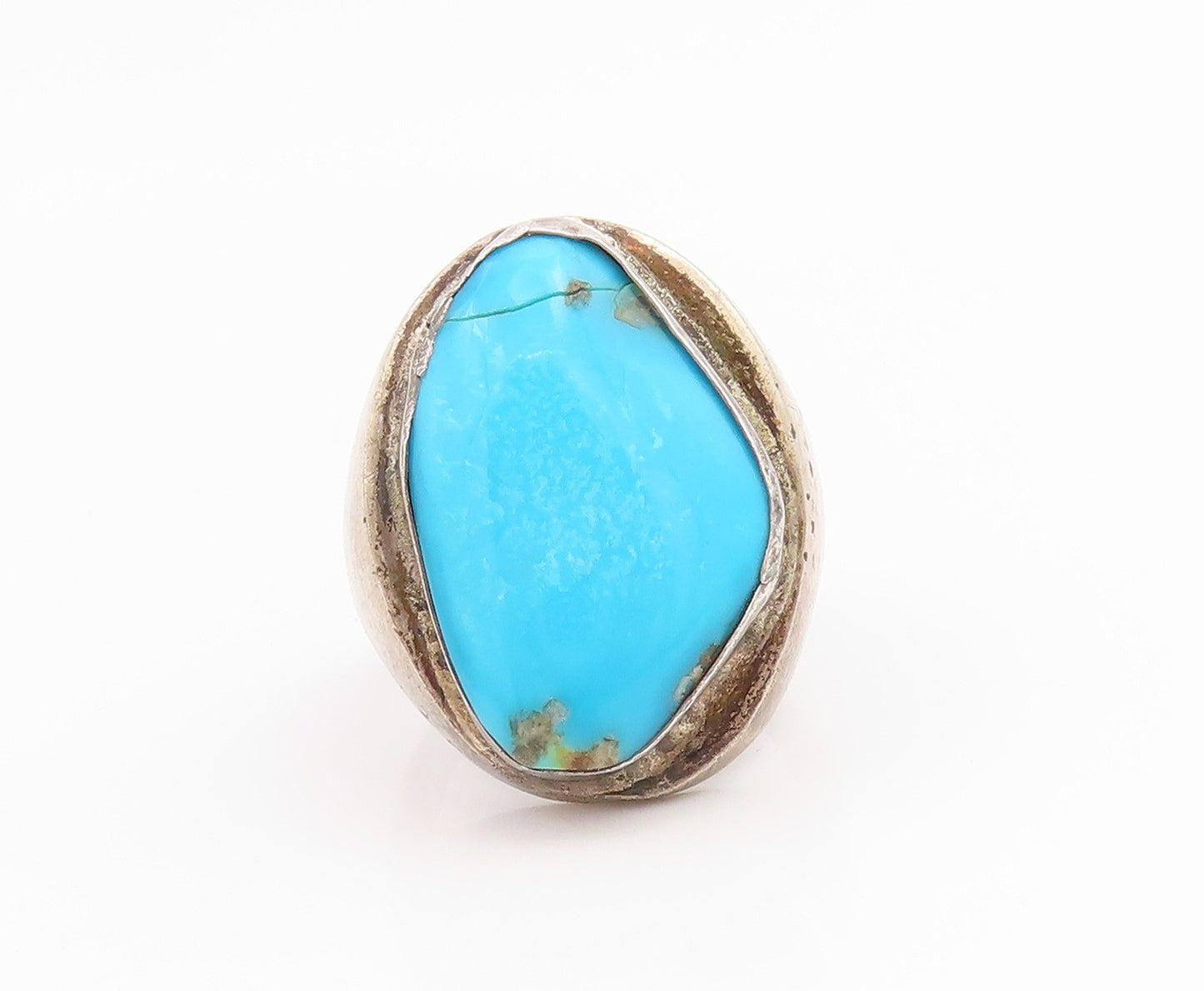 925 Sterling Silver Vintage Ring NAVAJO ZUNI Turquoise Band  Sz 11.5  RG34809