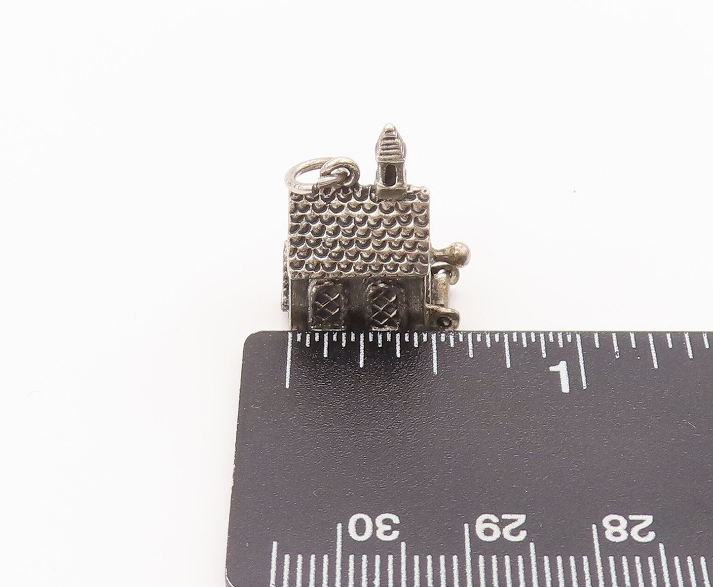 925 Sterling Silver Vintage Pendant DANECRAFT 3D Carved Wedding House  PT22651