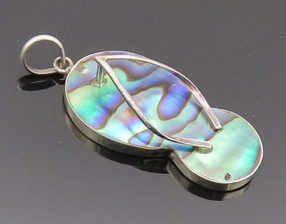 925 Sterling Silver Vintage Pendant Minimalist Abalone Cutout Sliders  PT22738