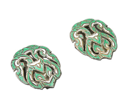 SIAM 925 Sterling Silver  Vintage Enamel Coated Non Pierce Earrings  EG7975