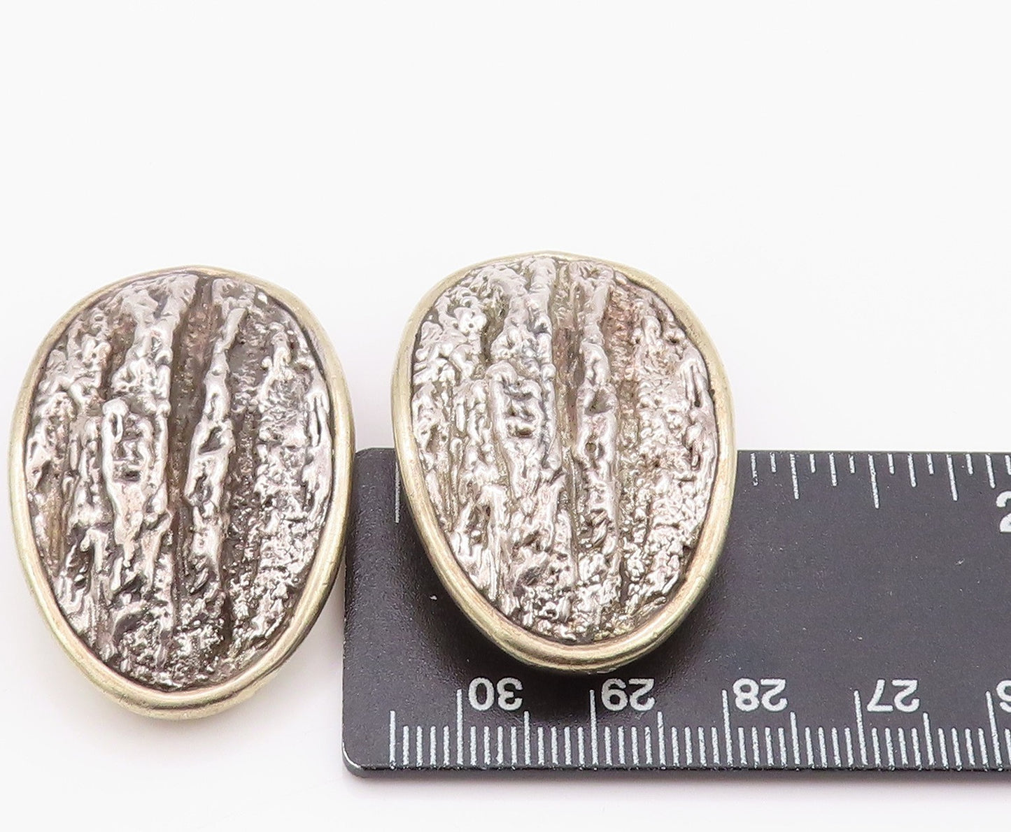 925 Sterling Silver Vintage Earrings ISRAEL Brutalist Designer Carved  EG13472