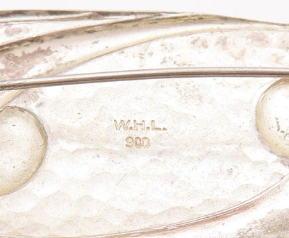 925 Sterling Silver Vintage Brooch Pin WILLIAM HENRY Oval Dented Swirl  BP10921