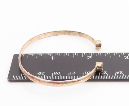 925 Sterling Silver Vintage Bracelet Round Topaz Minimalist Open Cuff  BT11553