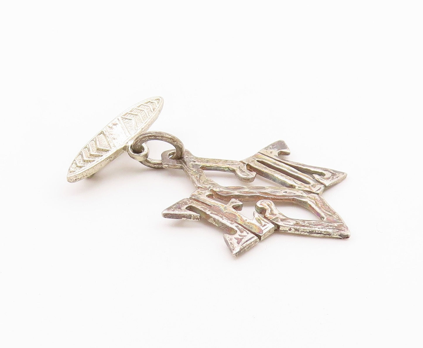 925 Sterling Silver  Vintage Shiny Diamond Cut Jesus Brooch Pin  BP8584