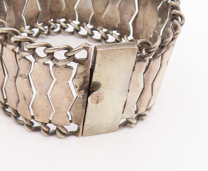 925 Sterling Silver Vintage Bracelet Modernist Geometric Weave Link  BT11957
