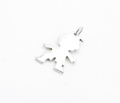 MEXICO 925 Sterling Silver  Vintage Shiny Minimalist Child Pendant  PT3594