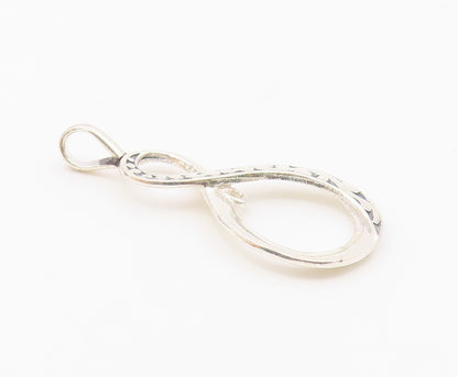 925 Sterling Silver  Vintage Shiny Infinity Figure Eight Pendant  PT16196