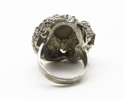 925 Sterling Silver  Vintage Tiger's Eye Sculpted Cocktail Ring Sz 7  RG11601