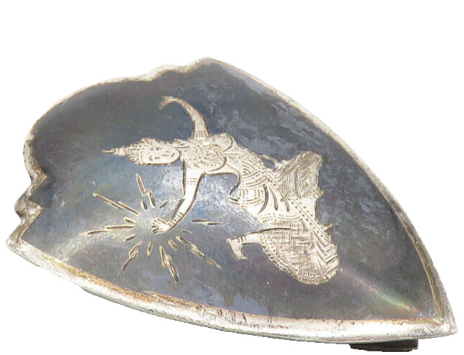 SIAM 925 Sterling Silver  Vintage Enamel Niello Dancer Shield Tie Clip  TR1625