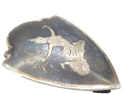SIAM 925 Sterling Silver  Vintage Enamel Niello Dancer Shield Tie Clip  TR1625