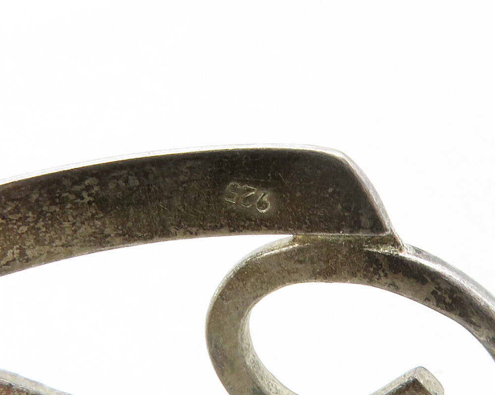 925 Sterling Silver  Vintage Dark Tone Hammered Swirl Cuff Bracelet  BT4787