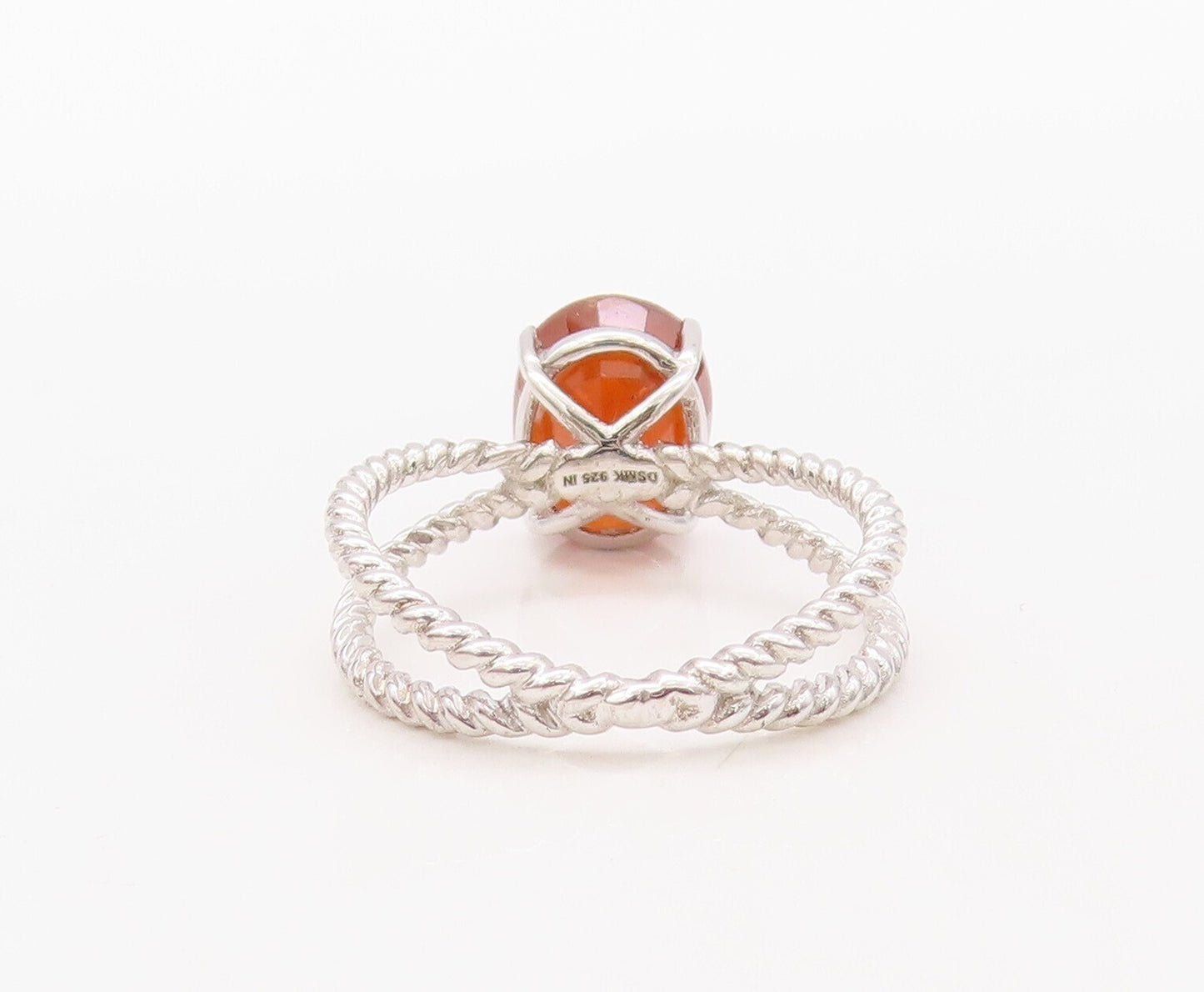 925 Sterling Silver Vintage Ring Designer Cutout x Oval Gemstone  Sz 7  RG30827