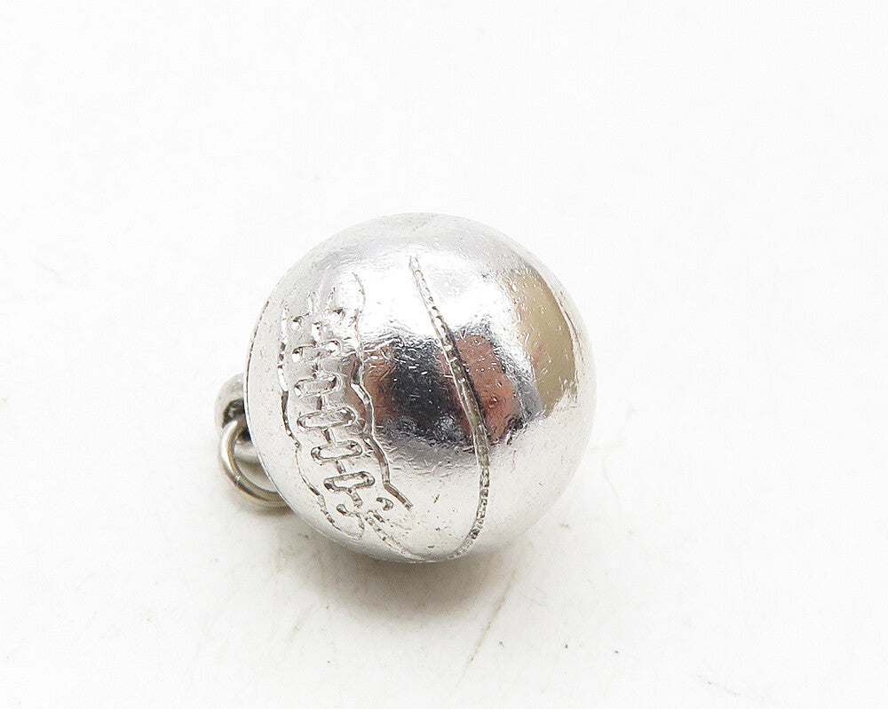 925 Sterling Silver  Vintage Shiny Hollow Basketball Sports Pendant  PT7565