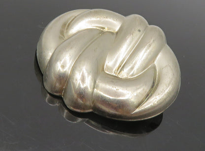 925 Sterling Silver  Vintage Dark Tone Hollow Fluted Design Brooch Pin  BP3327