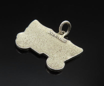 925 Silver   Vintage Flat Etched Old Fashioned Carriage Pendant  PT20587