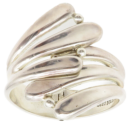 MEXICO 925 Sterling Silver  Vintage Modernist Bypass Cuff Bracelet  BT5173