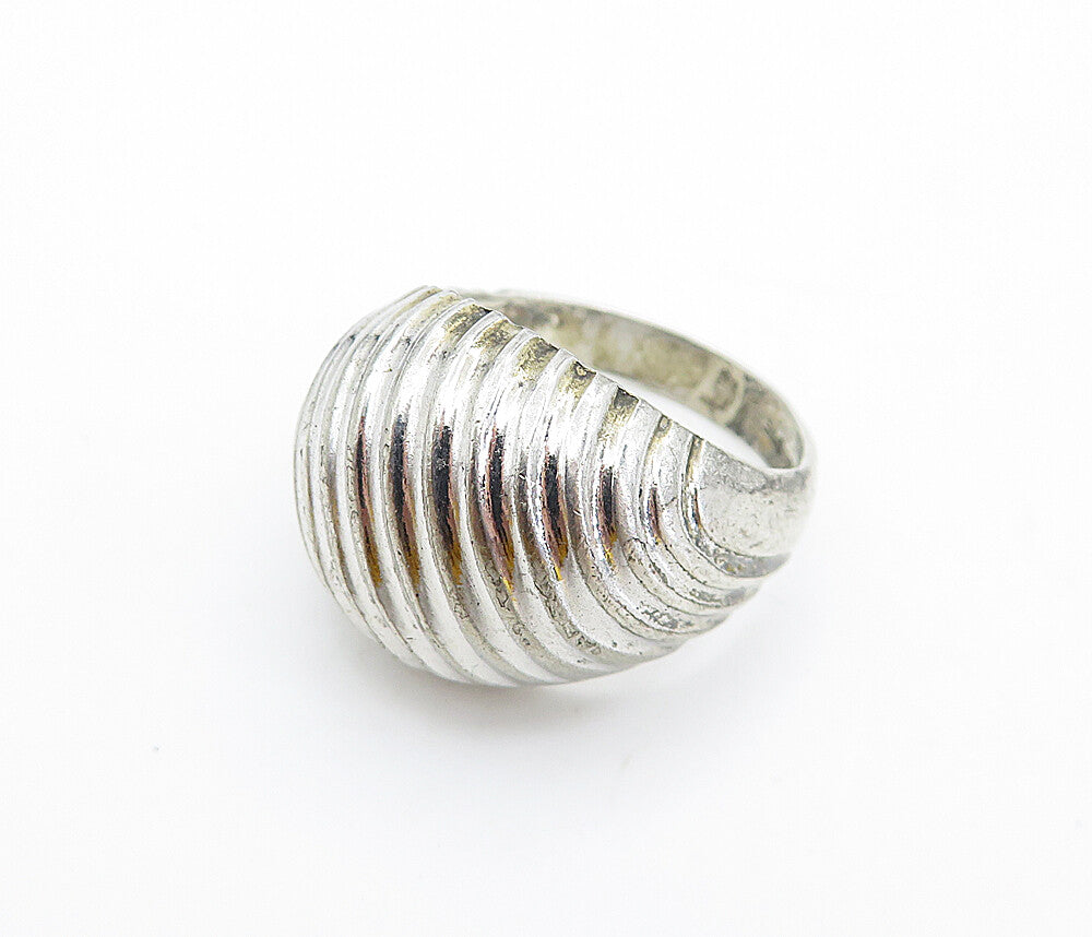 UNCAS 925 Silver  Vintage Shiny Fluted Dome Design Band Ring Sz 6  RG7501