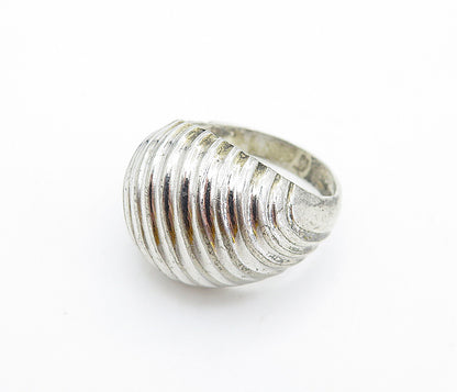 UNCAS 925 Silver  Vintage Shiny Fluted Dome Design Band Ring Sz 6  RG7501