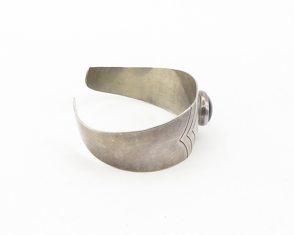 SYLVIA CHEE NAVAJO 925 Silver  Vintage Black Onyx Arrow Cuff Bracelet  BT6783