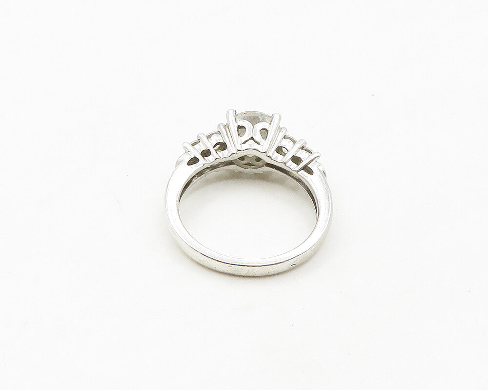 925 Silver  Vintage Cubic Zirconia Solitaire With Accents Ring Sz 6  RG19278