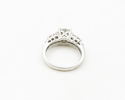 925 Silver  Vintage Cubic Zirconia Solitaire With Accents Ring Sz 6  RG19278
