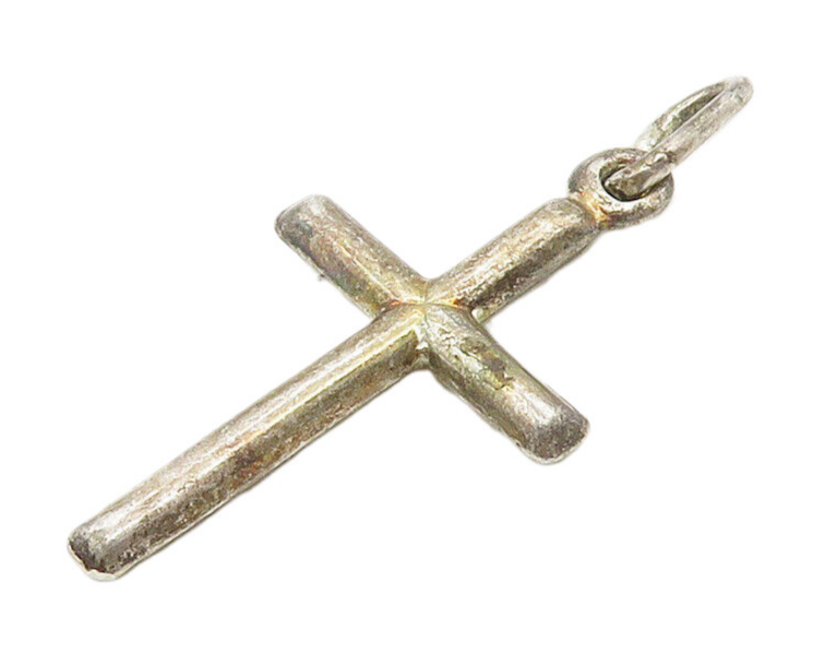 925 Sterling Silver  Vintage Minimalist Religious Cross Drop Pendant  PT12275