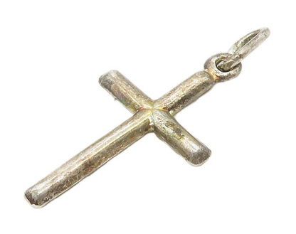 925 Sterling Silver  Vintage Minimalist Religious Cross Drop Pendant  PT12275