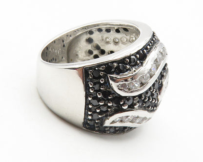 925 Sterling Silver  Cubic Zirconia & Black Hematite Band Ring Sz 6  RG11824