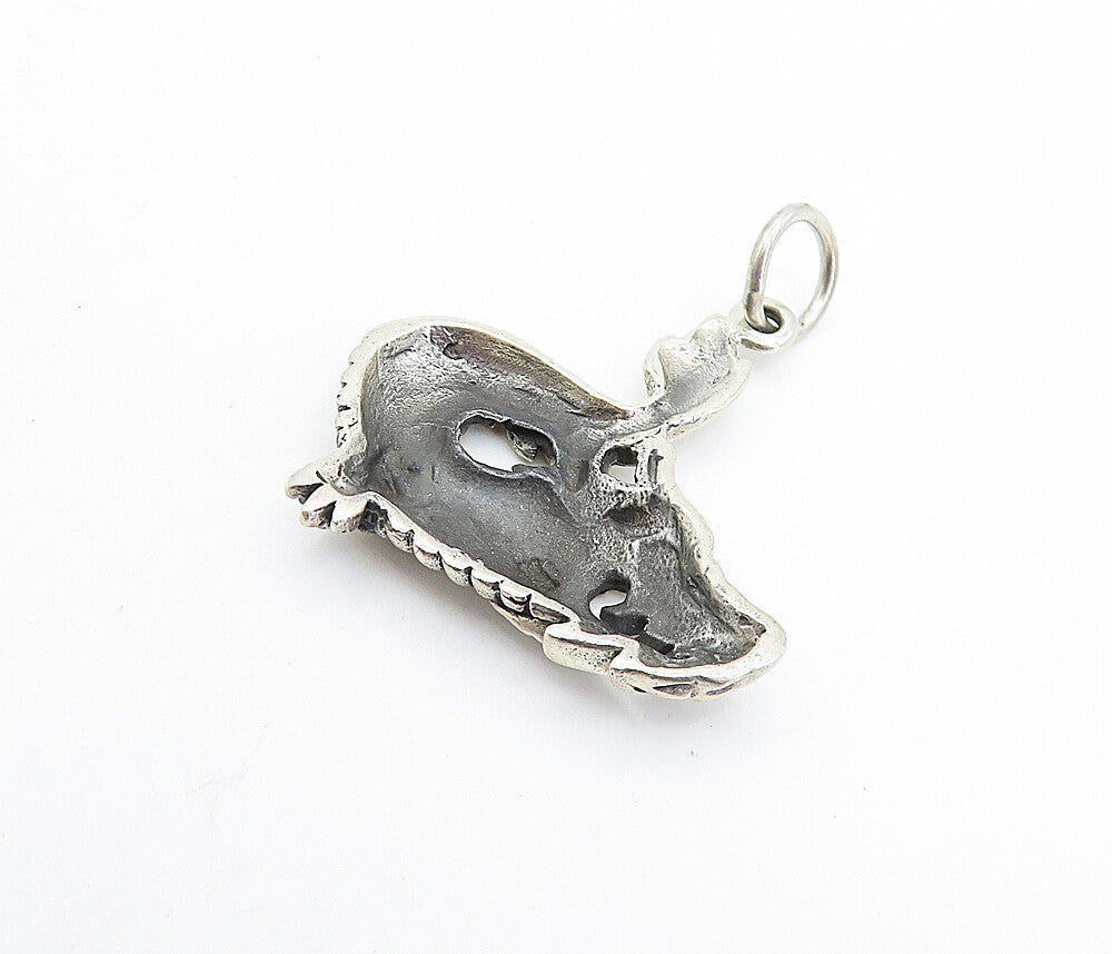925 Sterling Silver  Vintage Petite Dark Tone Dragon Motif Pendant  PT5853