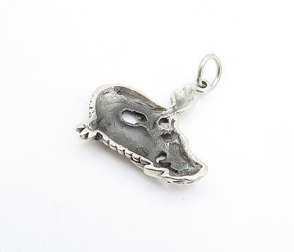 925 Sterling Silver  Vintage Petite Dark Tone Dragon Motif Pendant  PT5853