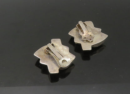925 Sterling Silver  Vintage Shiny Modernist Non Pierce Drop Earrings  EG10973