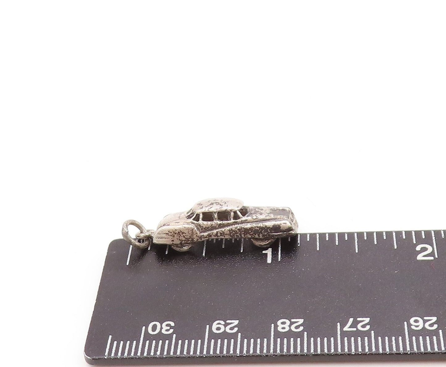 925 Sterling Silver Vintage Pendant Dark Tone 3D Carved Car Charm  PT23831