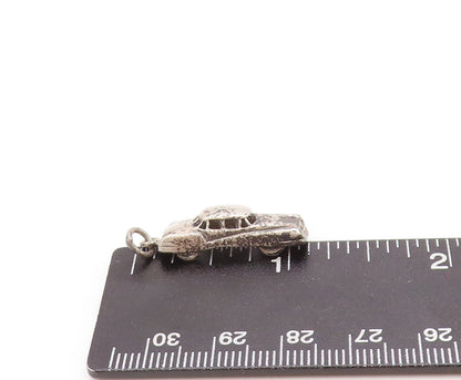 925 Sterling Silver Vintage Pendant Dark Tone 3D Carved Car Charm  PT23831