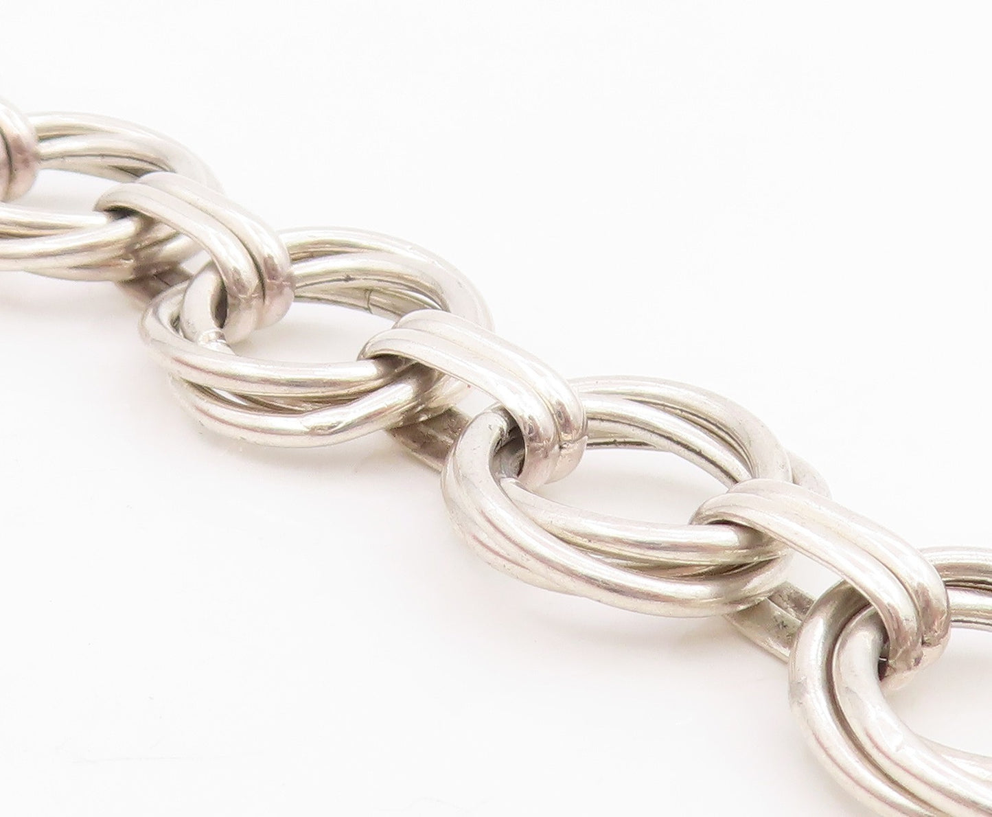 925 Sterling Silver Vintage Bracelet Interlocking Geometric Circles BT11558