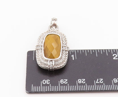 925 Sterling Silver Vintage Pendant JUDITH RIPKA Faceted Tiger's Eye  PT26429