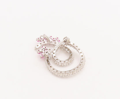 925 Sterling Silver Vintage Brooch Pin Designer Two Tone CZ Band Loop  BP11050
