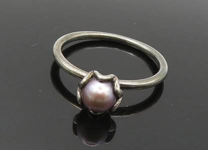 PANDORA 925 Silver  Vintage Blue Pearl Dark Tone Band Ring Sz 9  RG20889