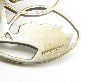 925 Sterling Silver  Vintage Virgin Mary & Baby Jesus Heart Pendant  PT11268