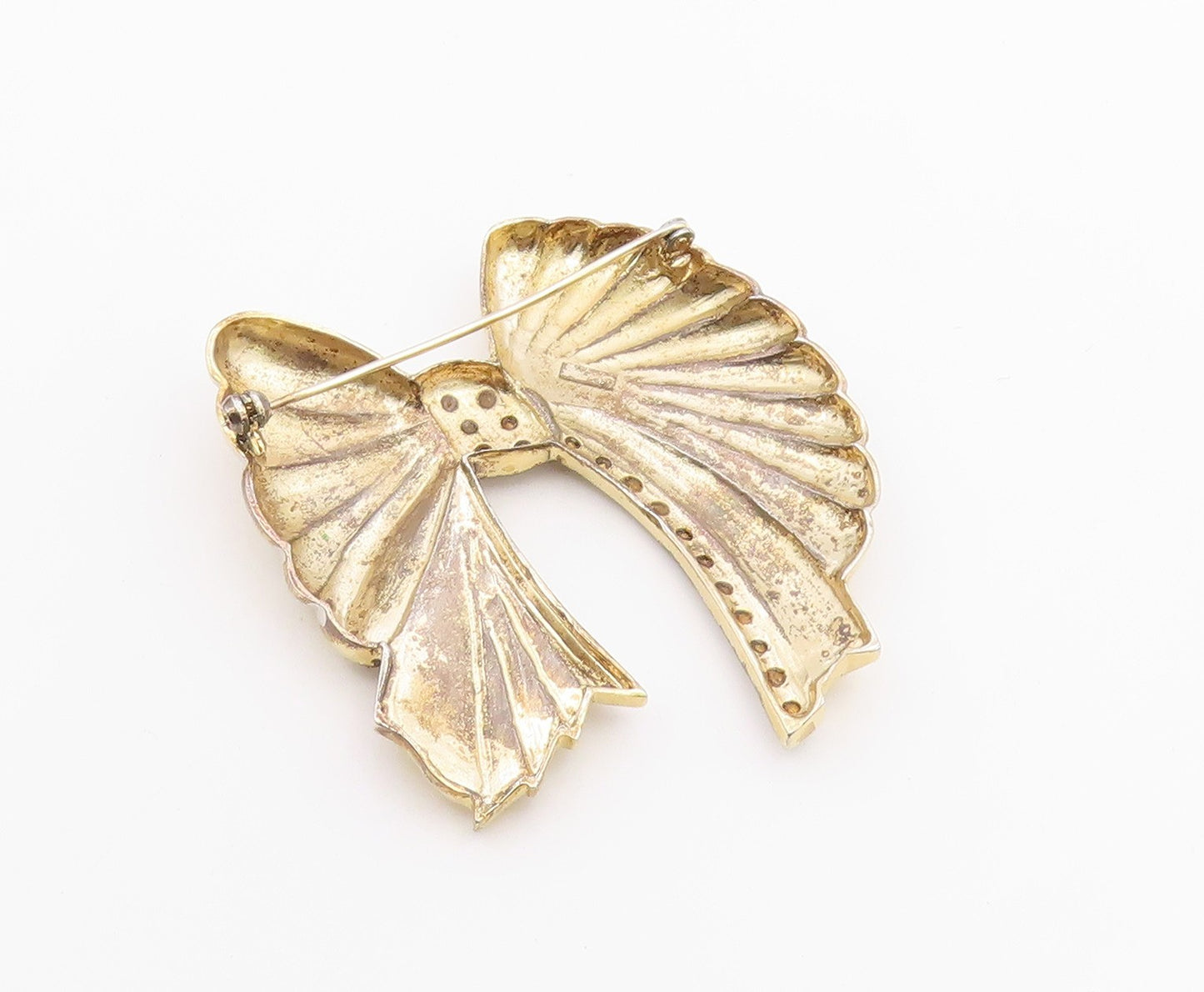 925 Sterling Silver  Vintage Cubic Zirconia Bow Tied Ribbon Brooch Pin  BP5838