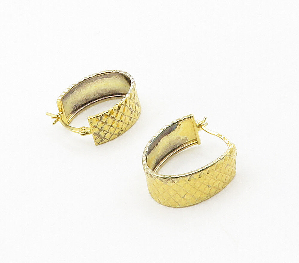 925 Sterling Silver  Vintage Shiny Gold Plated U Shape Hoop Earrings  EG8339