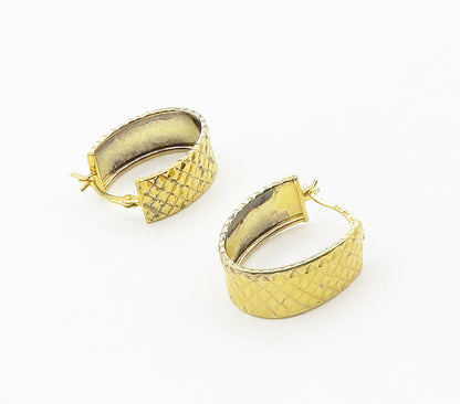 925 Sterling Silver  Vintage Shiny Gold Plated U Shape Hoop Earrings  EG8339