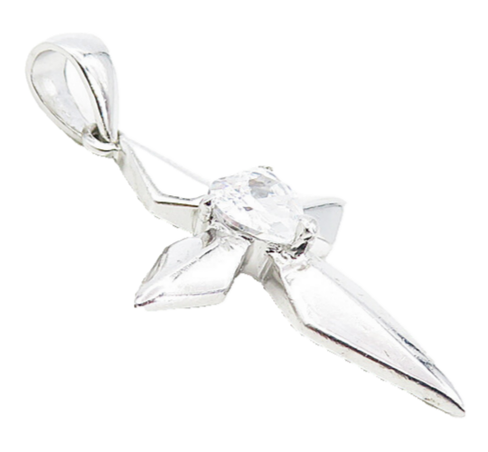 925 Sterling Silver  Cubic Zirconia Love Heart Religious Cross Pendant  PT6335