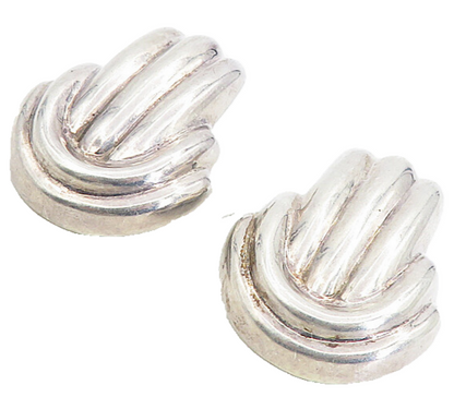 925 Sterling Silver  Vintage Hollow Fluted Non Pierce Drop Earrings  EG4440
