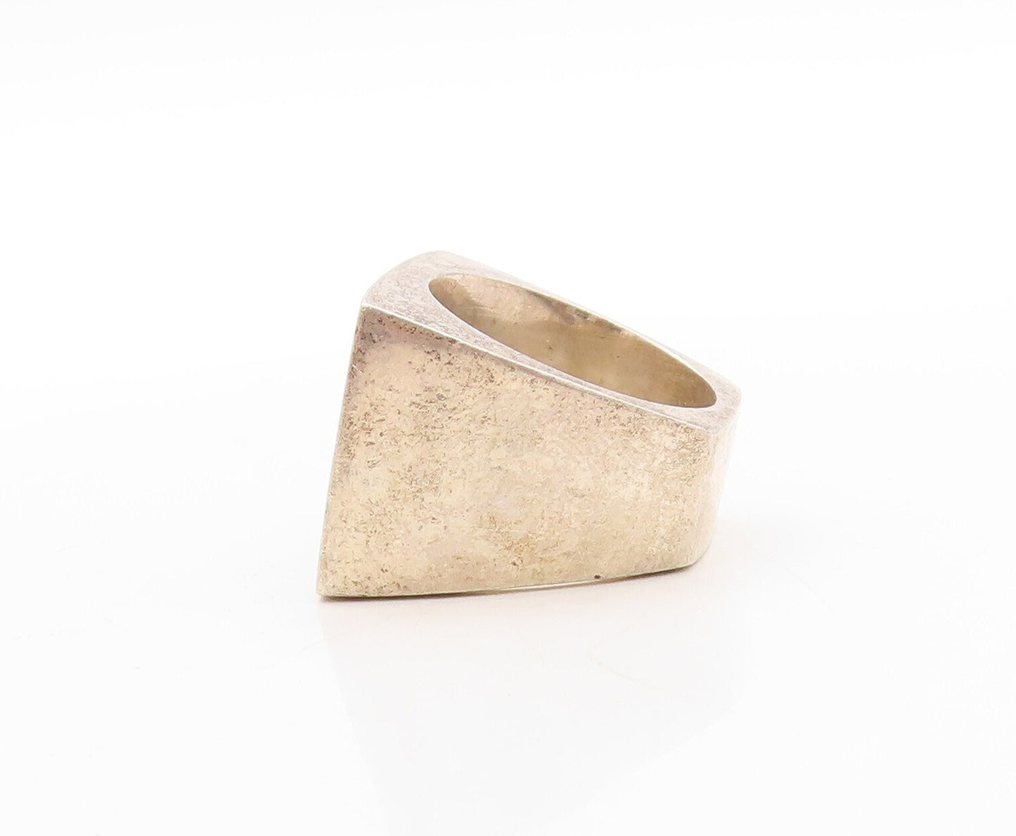 925 Sterling Silver Vintage Ring Designer Solid Large Rectangle   Sz 6.5 RG31447