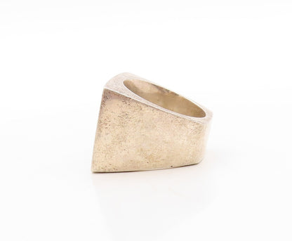 925 Sterling Silver Vintage Ring Designer Solid Large Rectangle   Sz 6.5 RG31447
